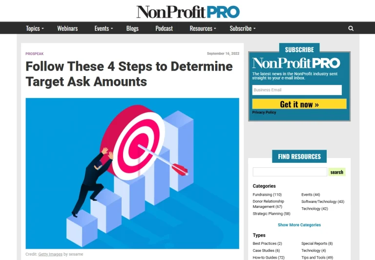 NonProfit PRO · Follow These 4 Steps to Determine Target Ask Amounts
